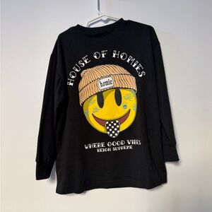 Black Graphic Long Sleeve Kids Tee